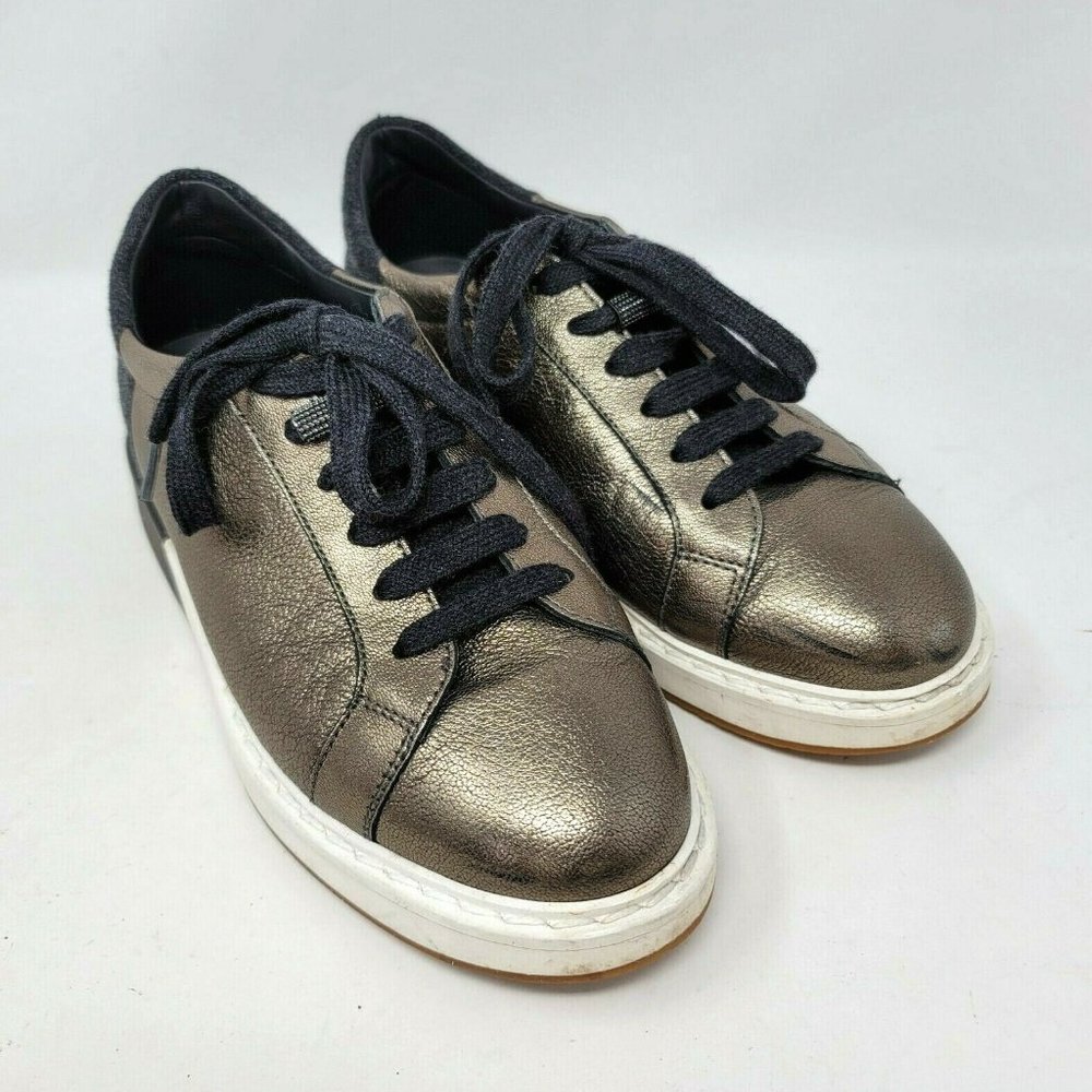 $1195 Brunello Cucinelli Womens Champagne Leather Sneakers Sz 37 US 7 Italy